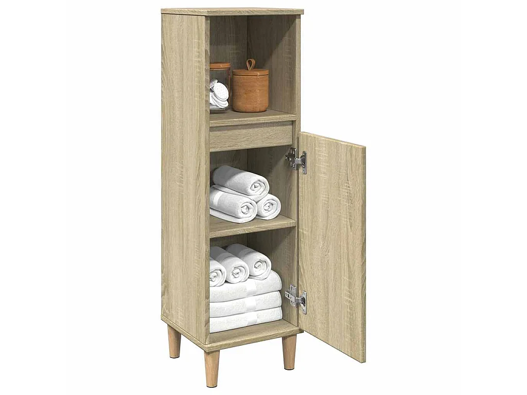 Armadietto da Bagno Rovere Sonoma 30x30x100cm Legno Multistrato