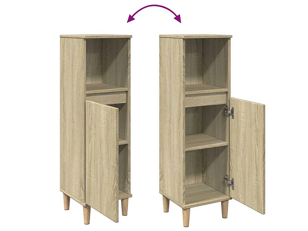 Armadietto da Bagno Rovere Sonoma 30x30x100cm Legno Multistrato