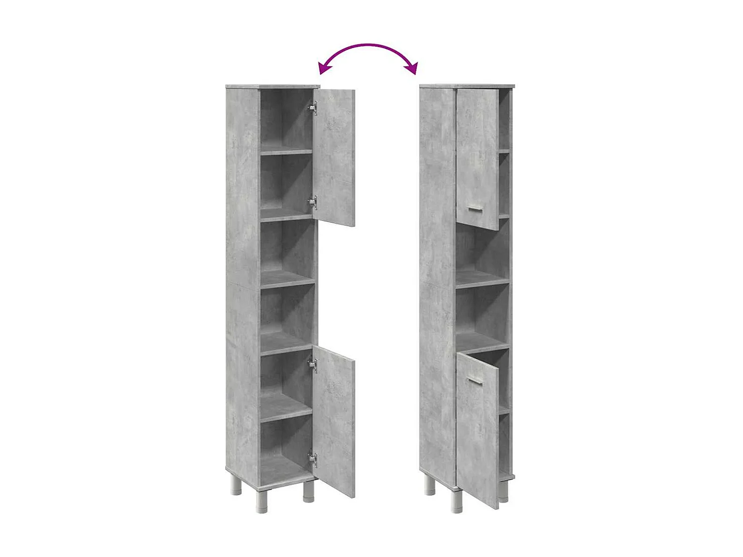 Armoire de salle de bain Gris béton 30x30x179 cm Aggloméré