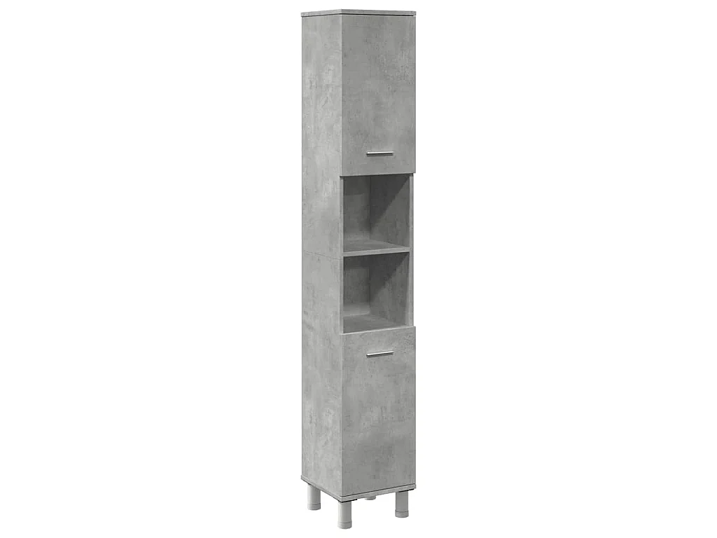 Badkamerkast 30x30x179 cm spaanplaat betongrijs