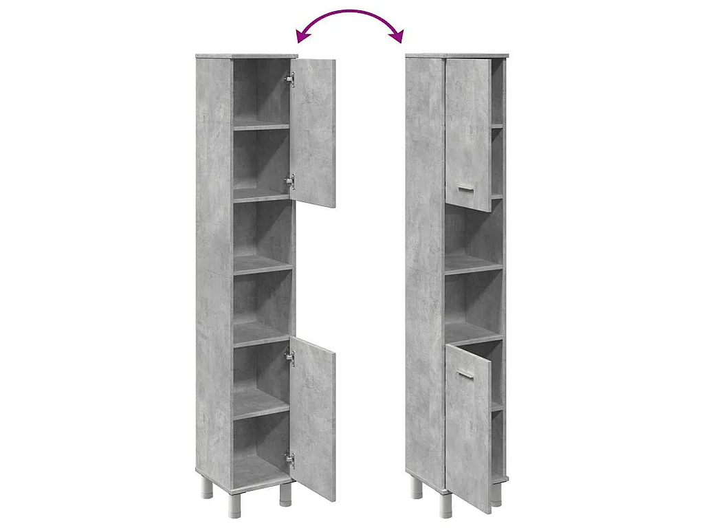 Armoire de salle de bain Gris béton 30x30x179 cm Aggloméré