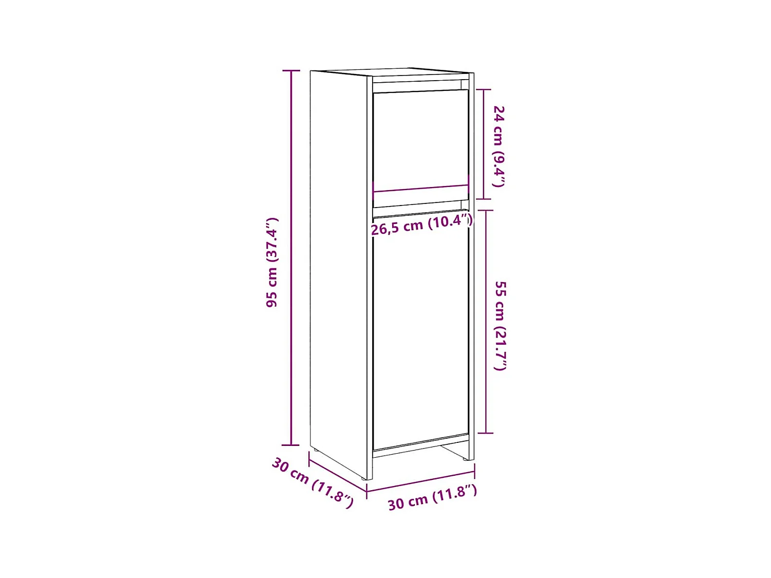 Armoire de salle de bain vieux bois 30x30x95 cm bois ingénierie