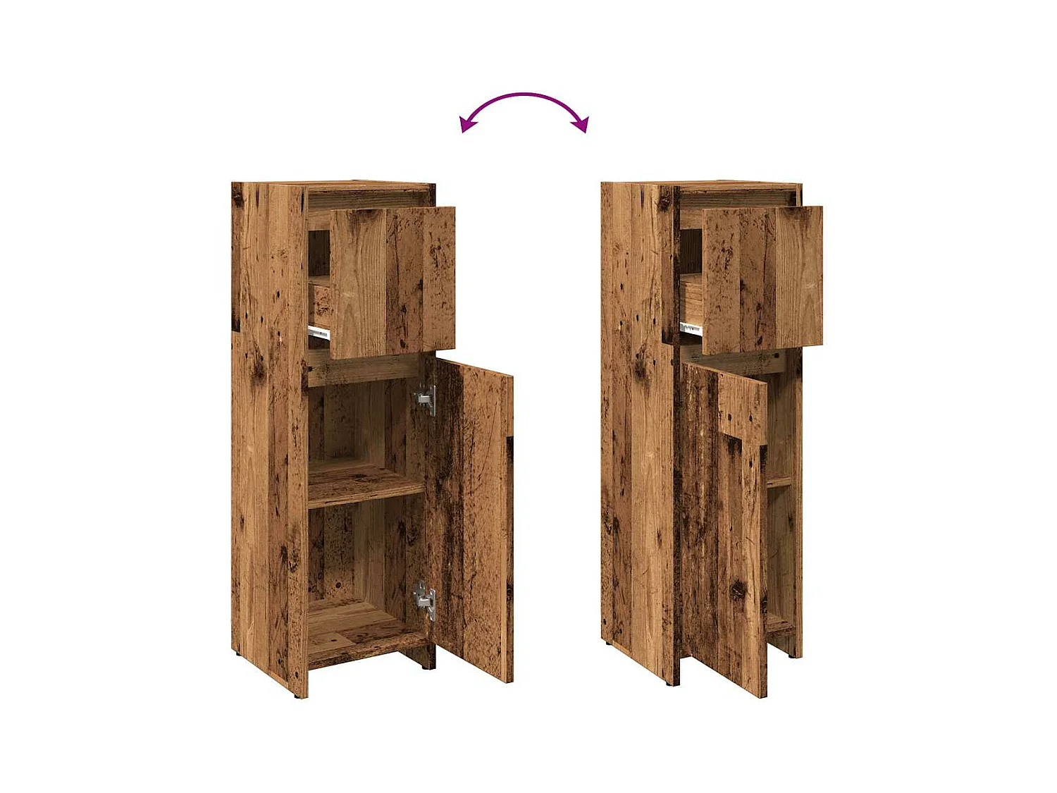 Armoire de salle de bain vieux bois 30x30x95 cm bois ingénierie