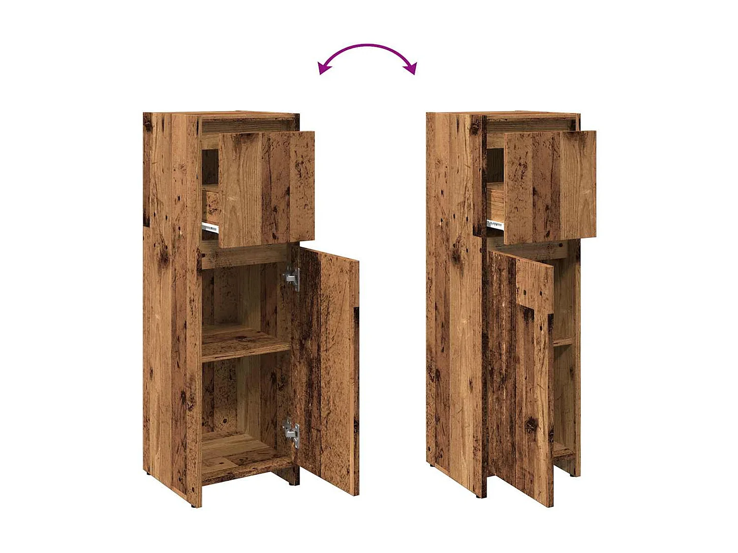 Armoire de salle de bain vieux bois 30x30x95 cm bois ingénierie