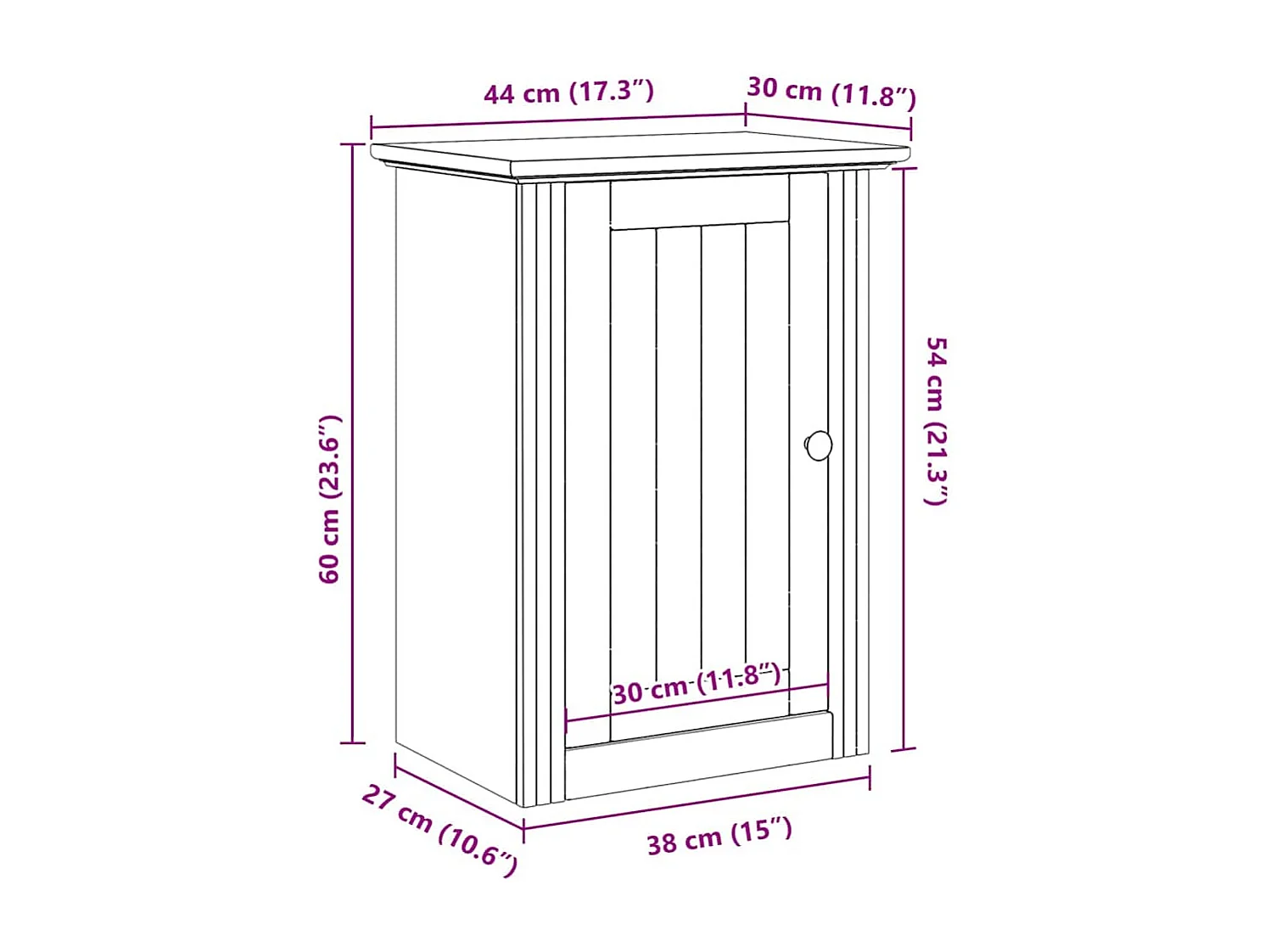 Armoire murale de salle de bain BODO blanc 44x30x60 cm