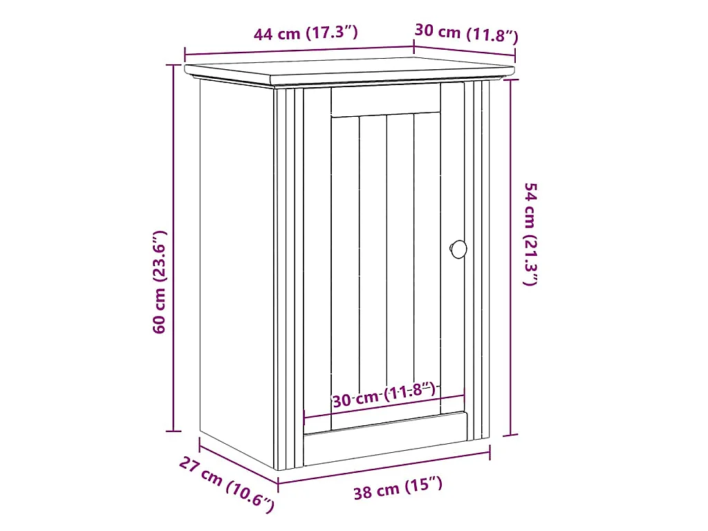 Badkamerwandkast BODO 44x30x60 cm wit