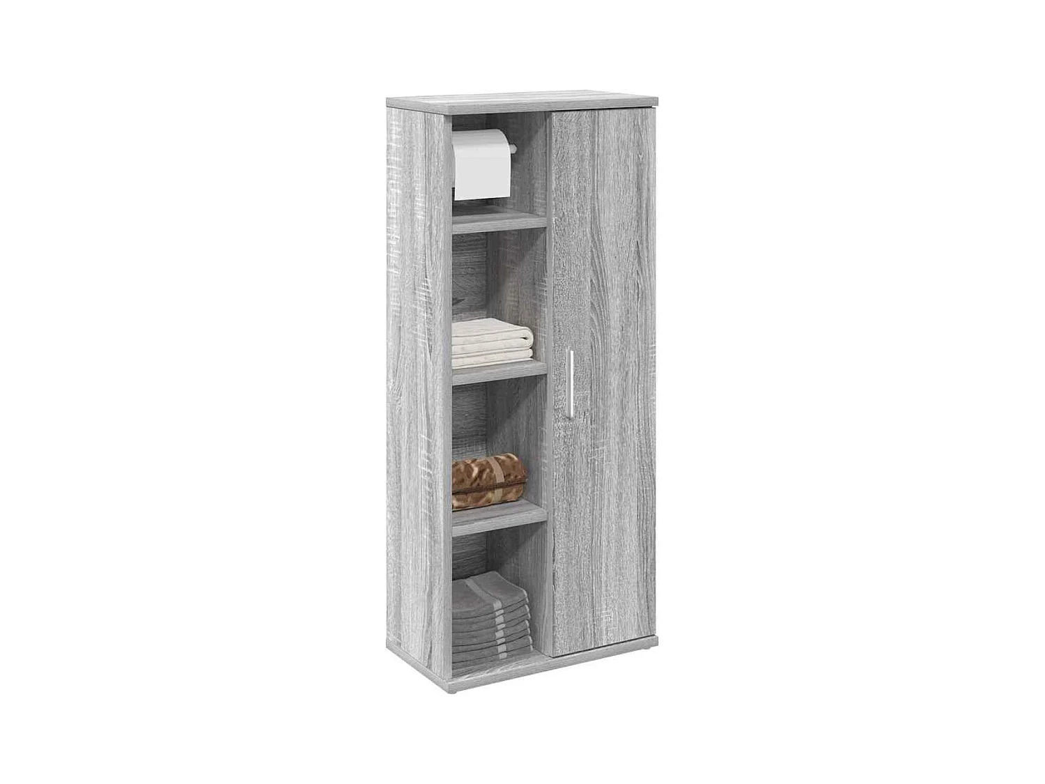 Meuble de salle de bain avec porte-rouleau sonoma gris