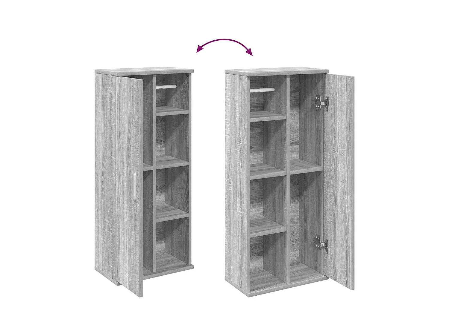 Meuble de salle de bain avec porte-rouleau sonoma gris