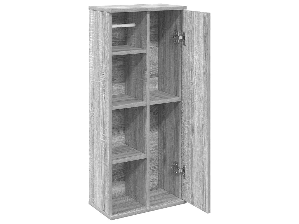Mobile da Bagno con Portarotolo Grigio Sonoma 39x22x90 cm