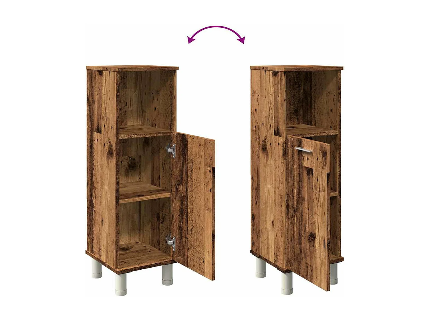 Armoire de salle de bain vieux bois 30x30x95 cm bois ingénierie