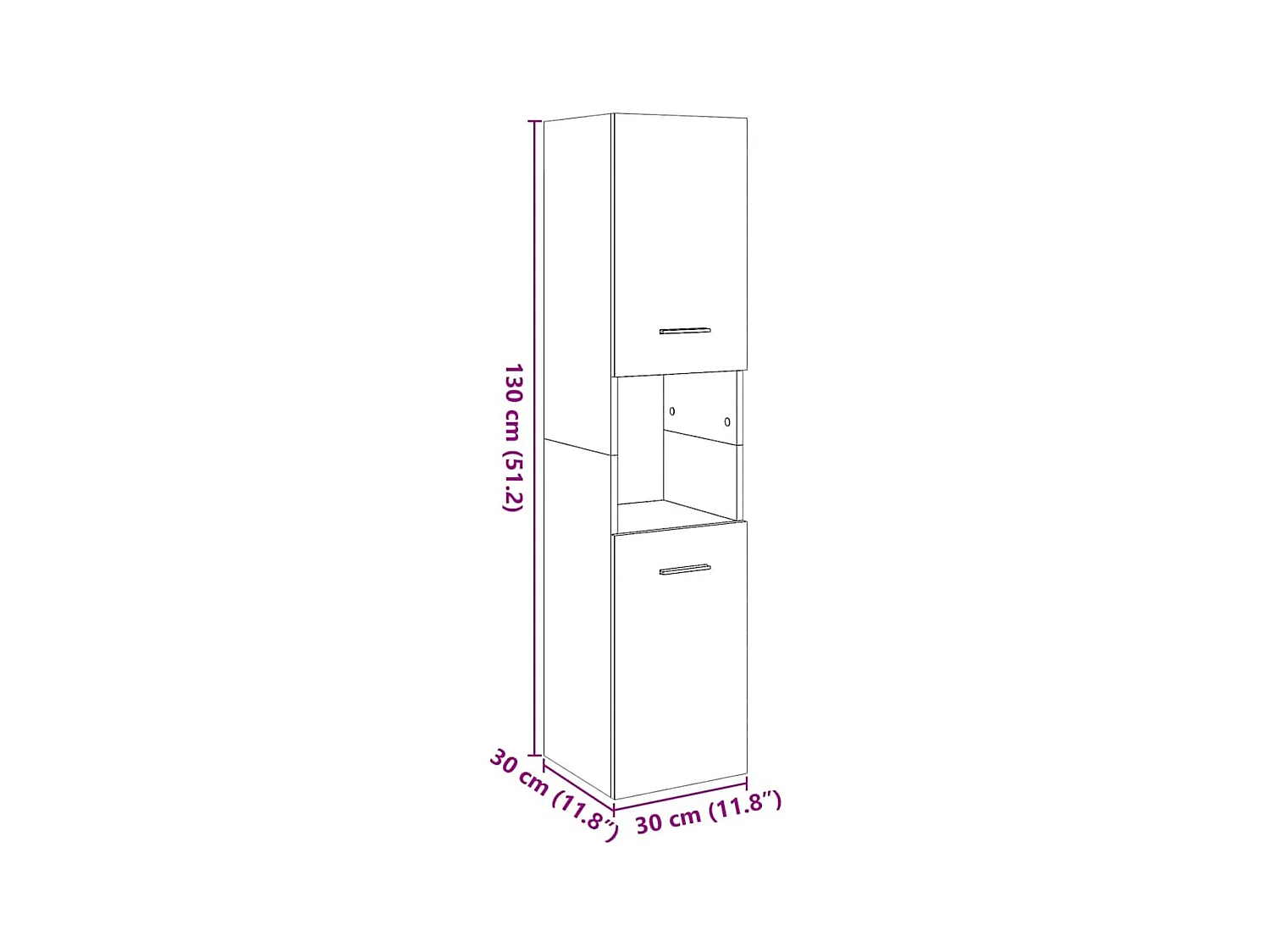 Armoire de salle de bain suspendue chêne artisanal 30x30x130 cm