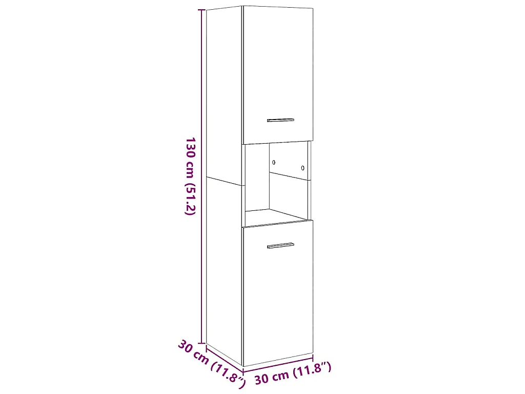 Mobile Pensile Bagno Rovere Artigianale 30x30x130cm Truciolato