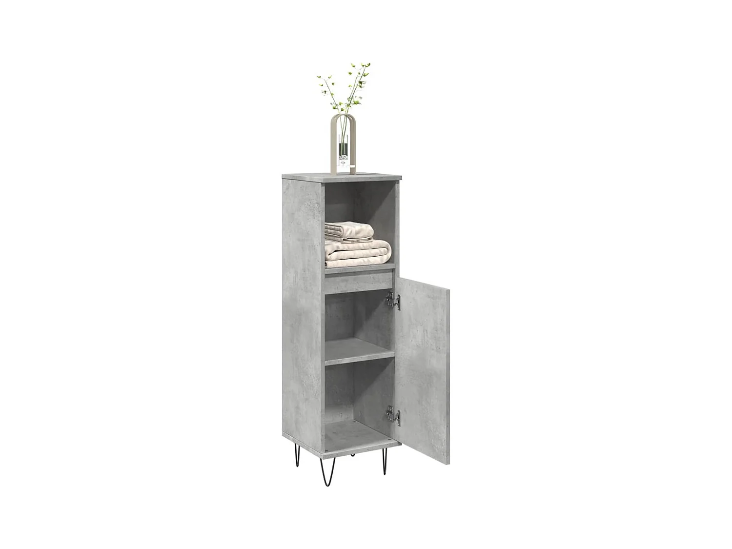 Badkamerkast 30x30x100 cm bewerkt hout betongrijs