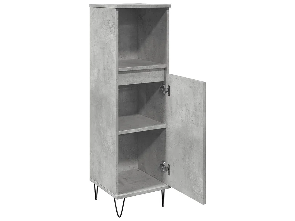 Badkamerkast 30x30x100 cm bewerkt hout betongrijs