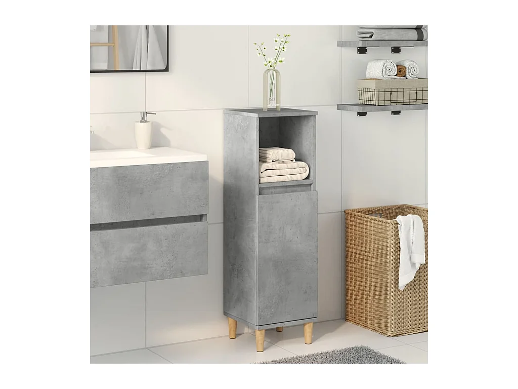 Armoire de salle de bain gris béton 30x30x100 cm