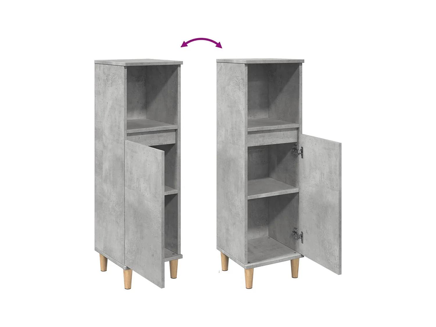 Armoire de salle de bain gris béton 30x30x100 cm