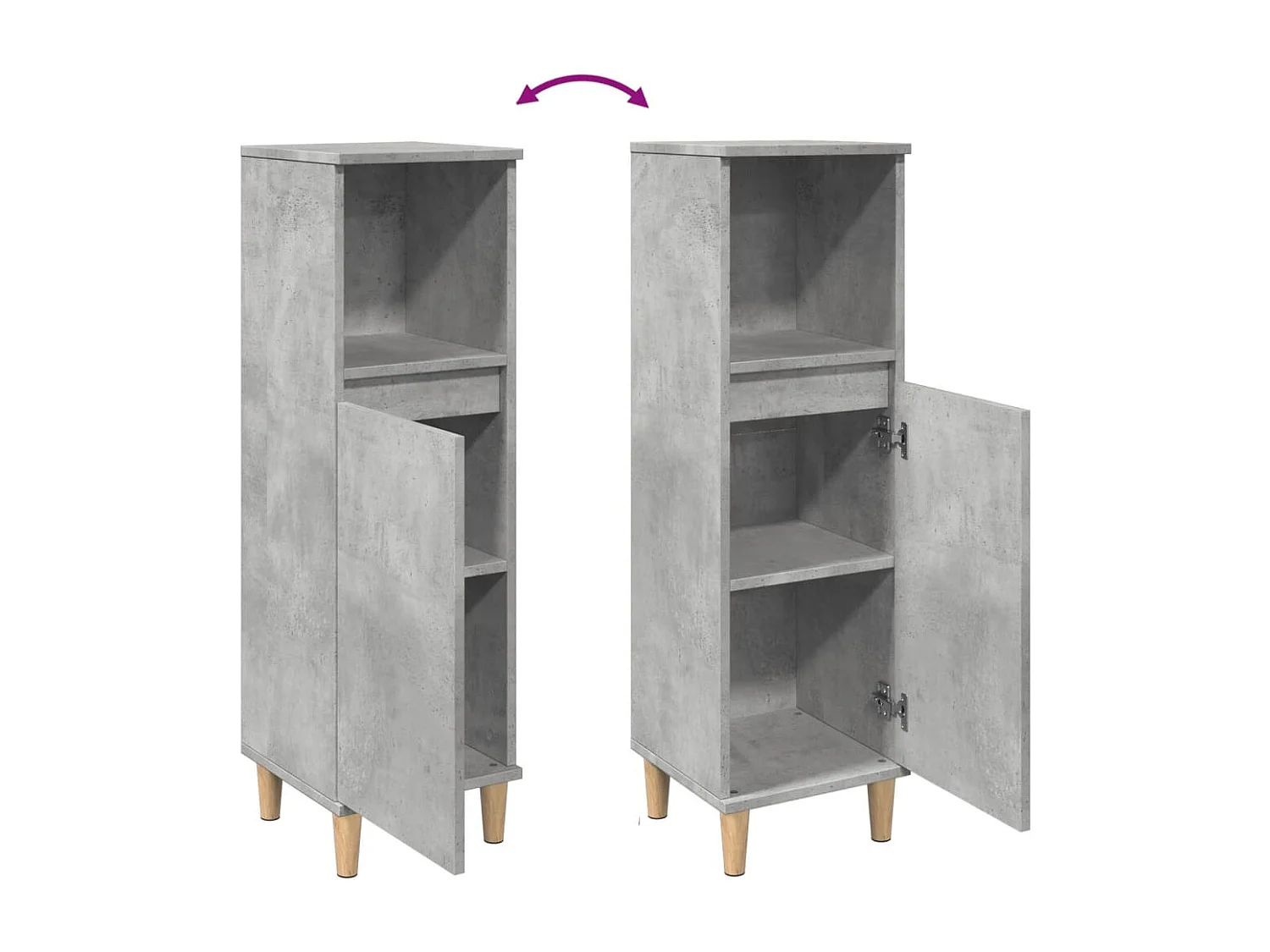 Armoire de salle de bain gris béton 30x30x100 cm