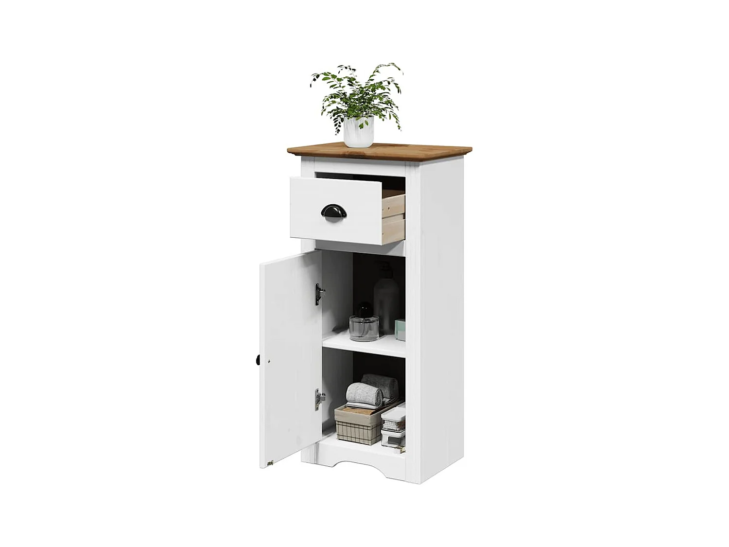 Badkamerkast BODO 44x30x90 cm wit en bruin