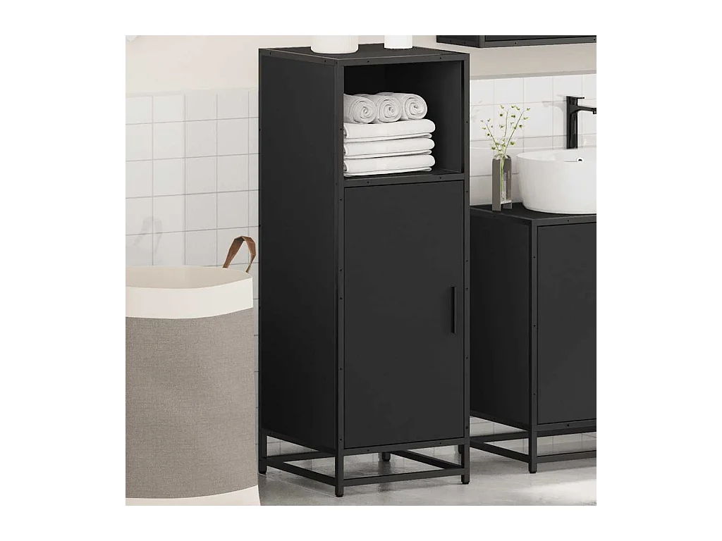 Armoire de salle de bain noir 35x37,5x100 cm bois d'ingénierie