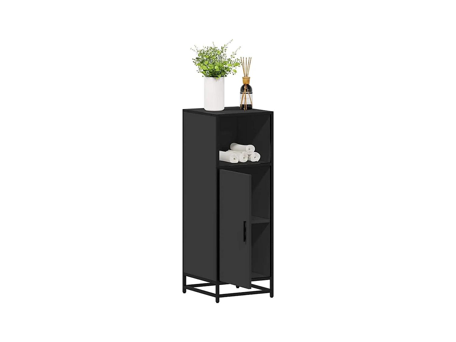 Armoire de salle de bain noir 35x37,5x100 cm bois d'ingénierie