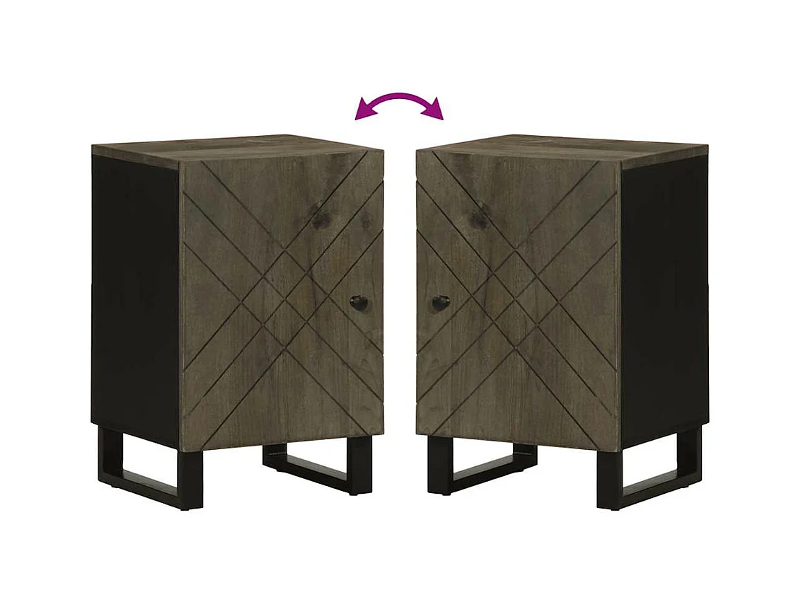 Armoire de salle de bain noir 38x33x58 cm bois massif manguier