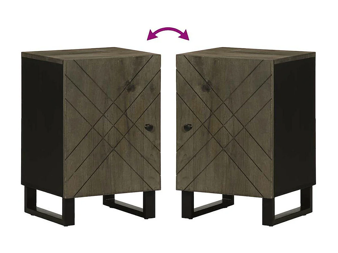 Armoire de salle de bain noir 38x33x58 cm bois massif manguier