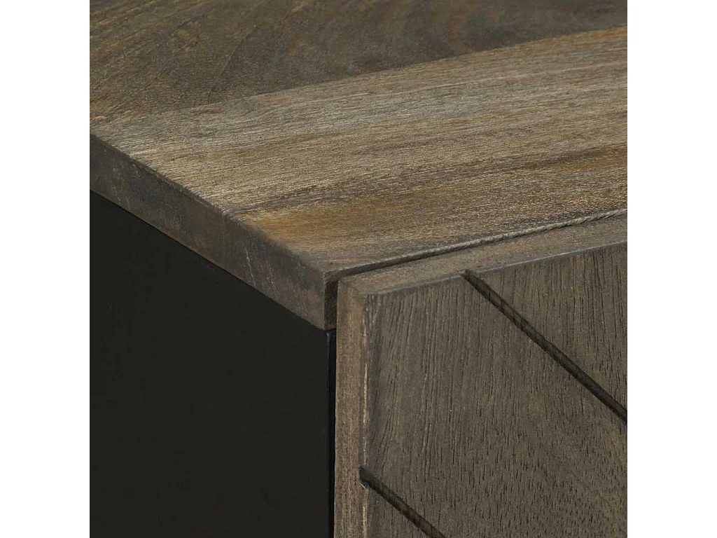 Armoire de salle de bain noir 38x33x58 cm bois massif manguier