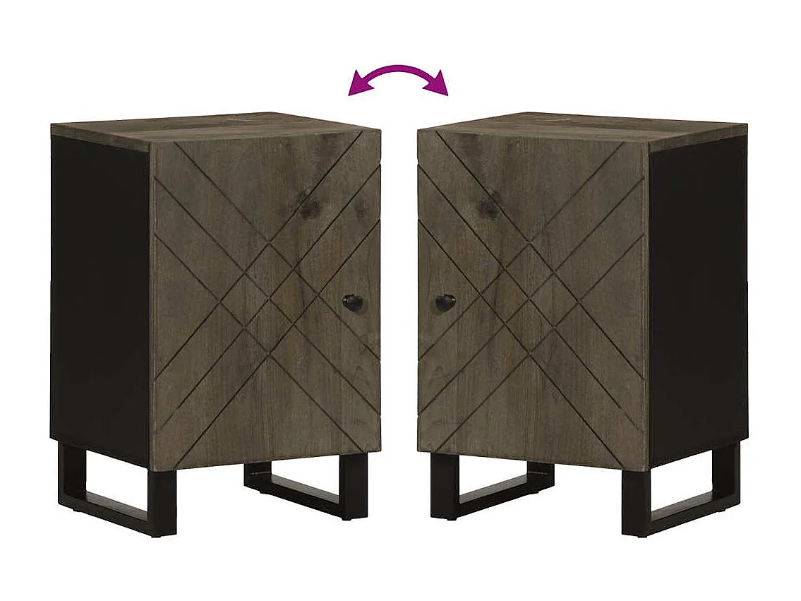 Armoire de salle de bain noir 38x33x58 cm bois massif manguier