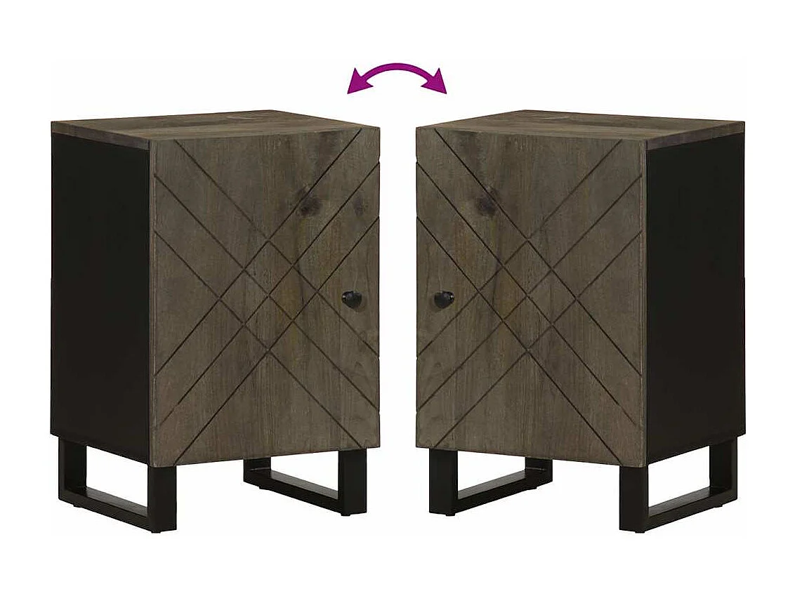 Armoire de salle de bain noir 38x33x58 cm bois massif manguier