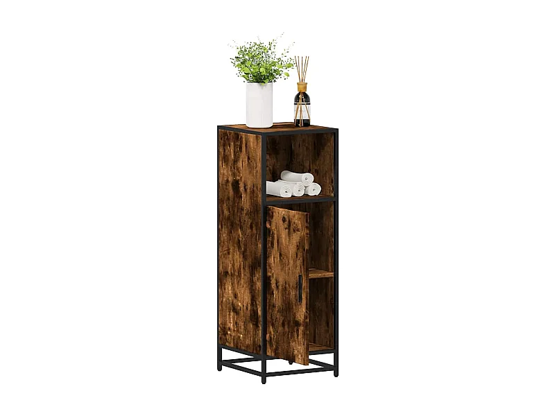Armoire de bain chêne fumé 35x37,5x100cm bois d'ingénierie