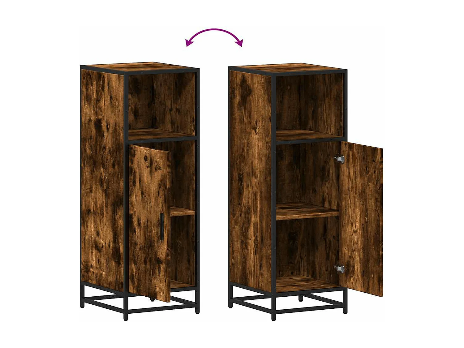 Armoire de bain chêne fumé 35x37,5x100cm bois d'ingénierie