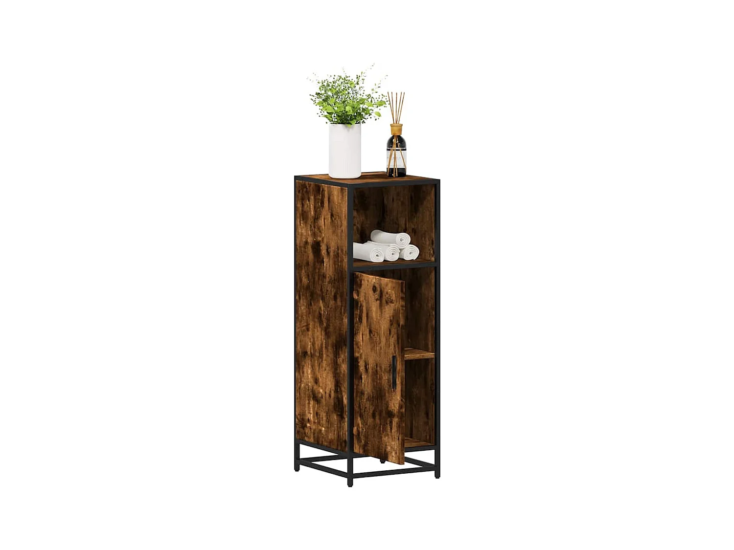 Armoire de bain chêne fumé 35x37,5x100cm bois d'ingénierie