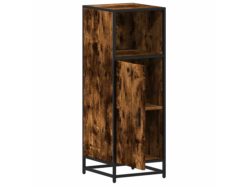Badkamerkast 35x37,5x100 cm bewerkt hout gerookt eikenkleurig
