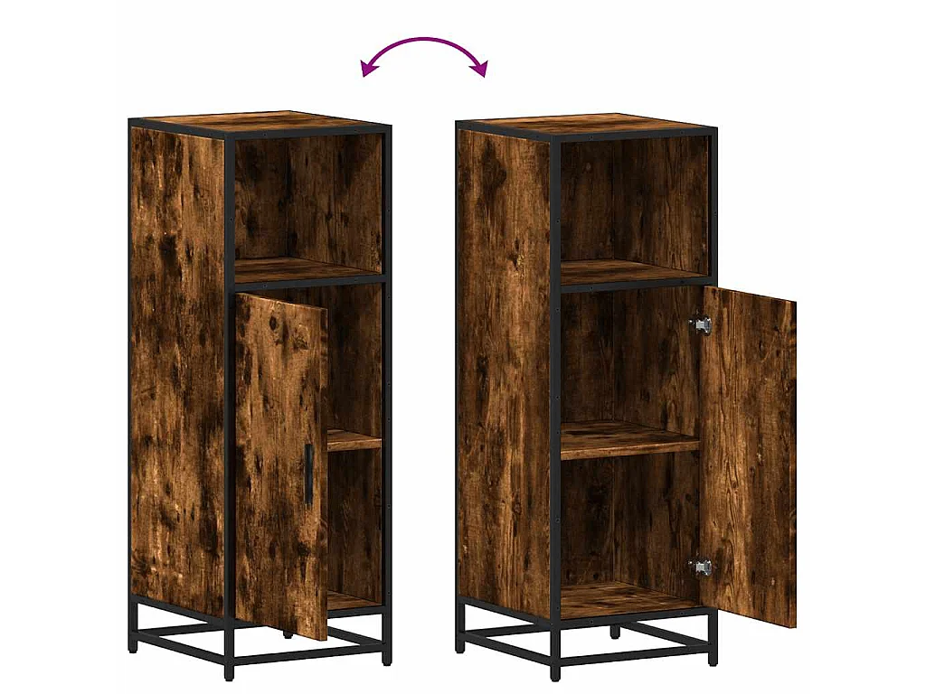 Badkamerkast 35x37,5x100 cm bewerkt hout gerookt eikenkleurig