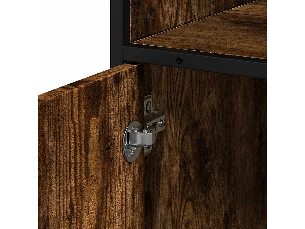 Badkamerkast 35x37,5x100 cm bewerkt hout gerookt eikenkleurig