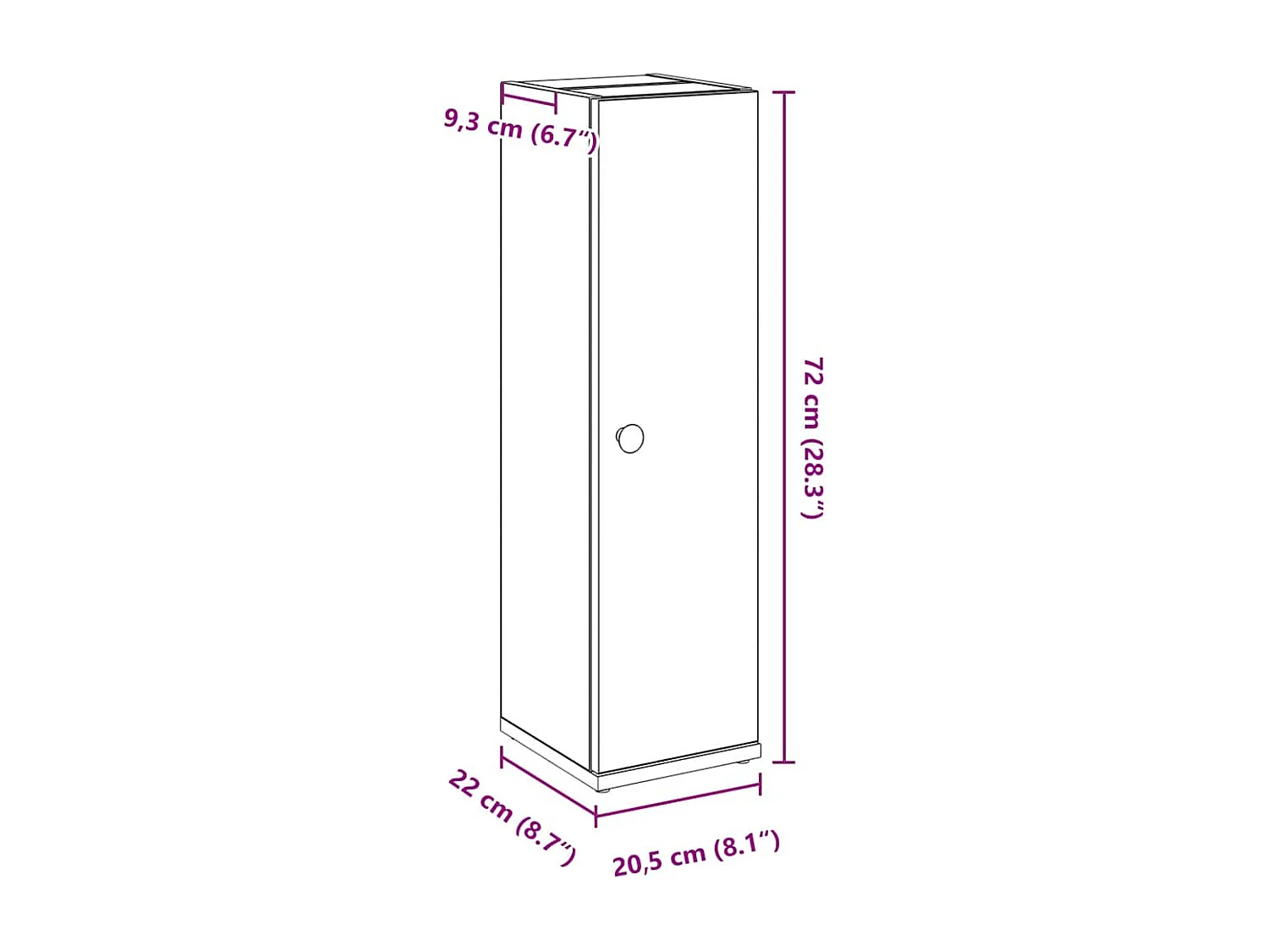 Badkamerkast met rolhouder 20,5x22x72 cm betongrijs