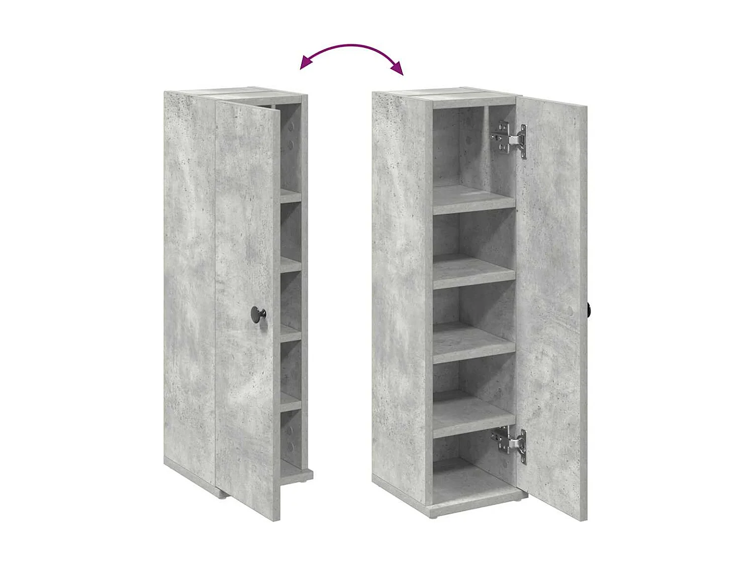 Mobile da Bagno con Portarotolo Grigio Cemento 20,5x22x72 cm