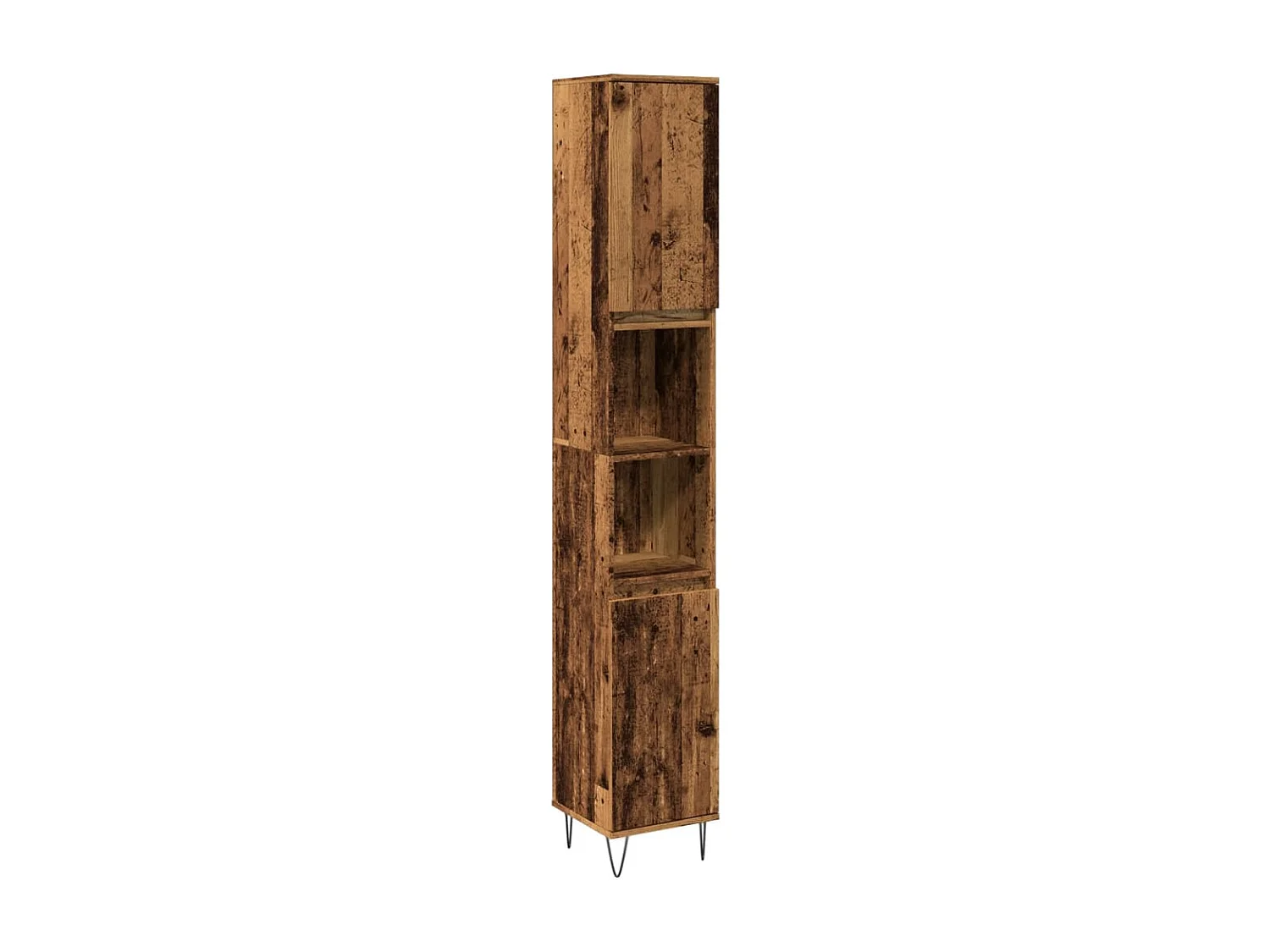 Badkamerkast 30x30x190 cm bewerkt hout oud houtkleurig