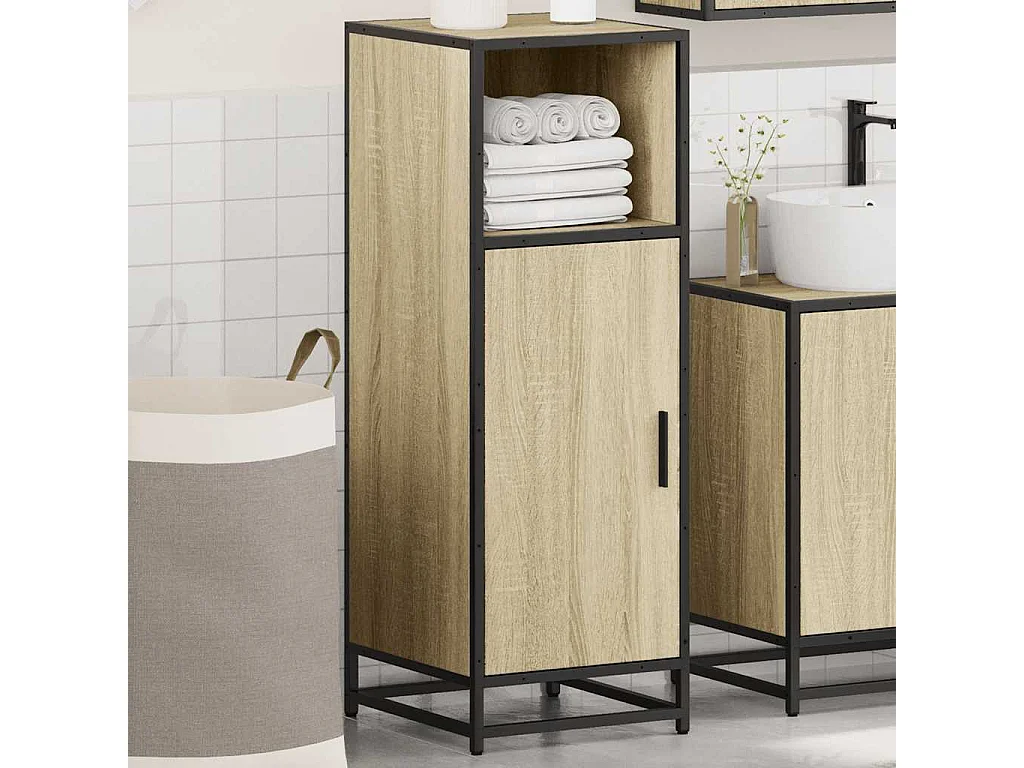 Mobiletto da bagno Rovere Sonoma 35x37,5x100 cm Legno ingegnerizzato
