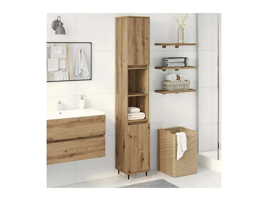 Armoire de salle de bain chêne artisanal 30x30x190 cm