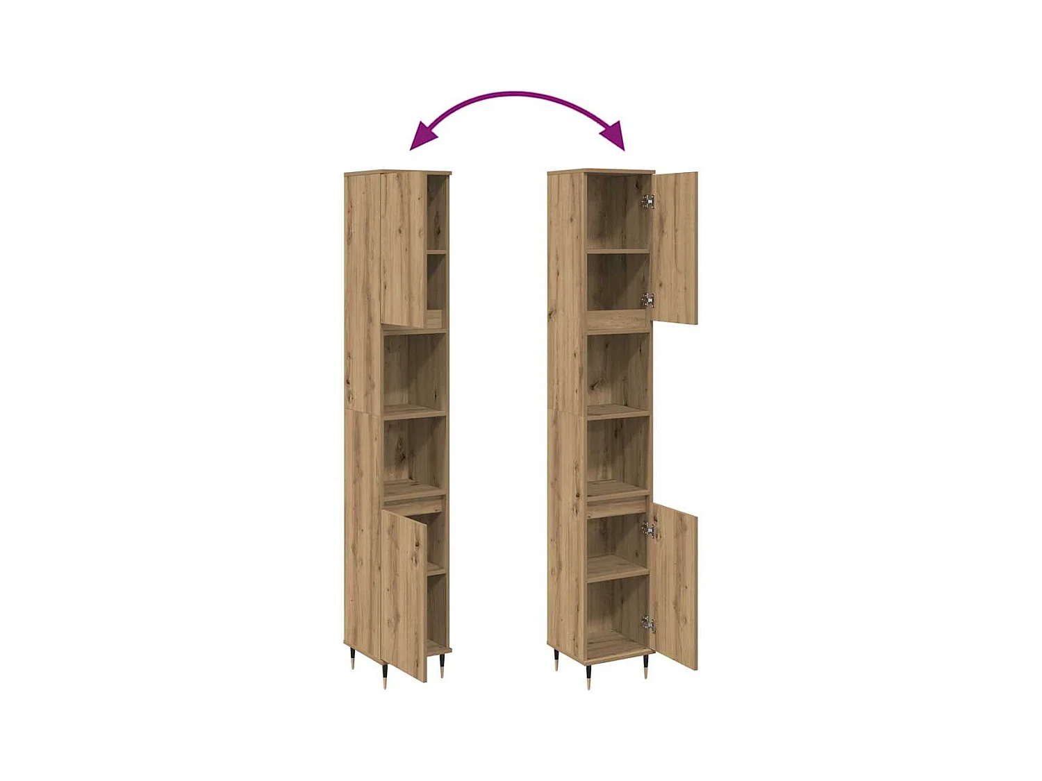 Armoire de salle de bain chêne artisanal 30x30x190 cm