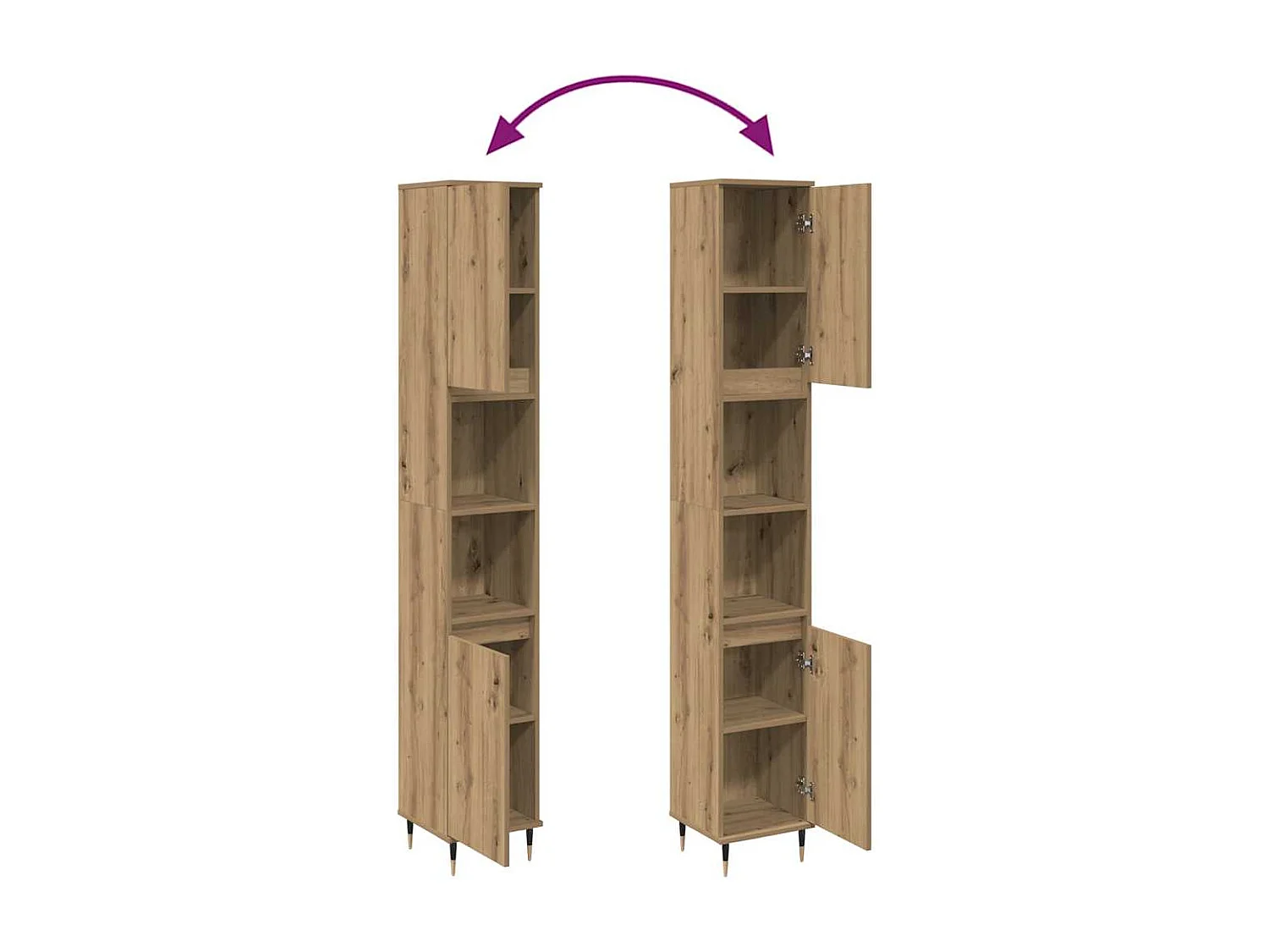 Armoire de salle de bain chêne artisanal 30x30x190 cm