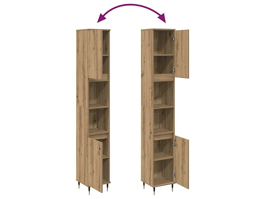 Armoire de salle de bain chêne artisanal 30x30x190 cm