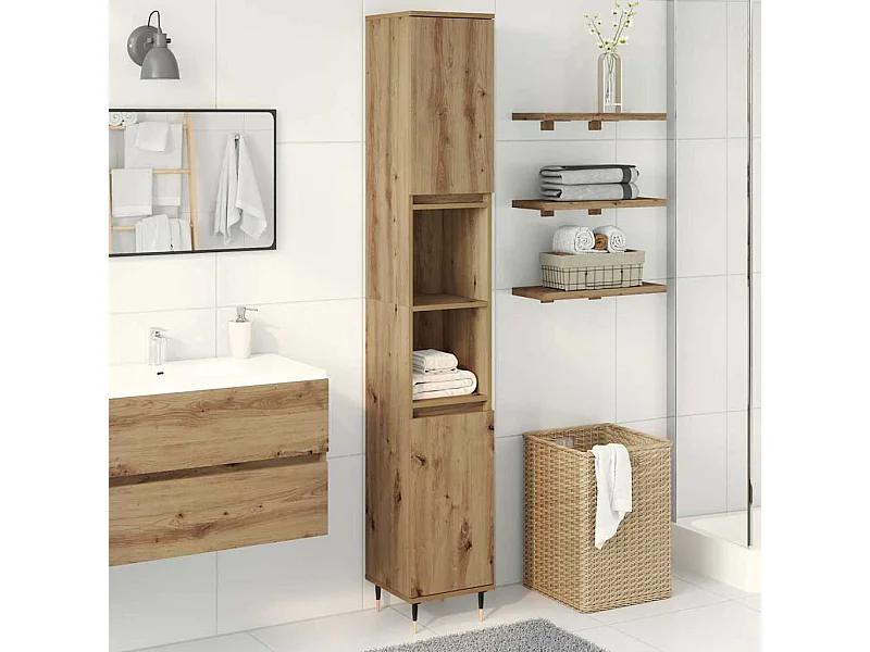 Armoire de salle de bain chêne artisanal 30x30x190 cm