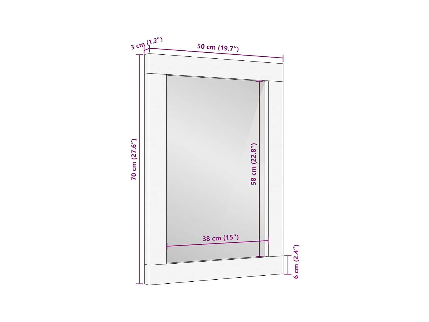 Miroir de salle de bain gris 50x3x70 cm bois de manguier massif