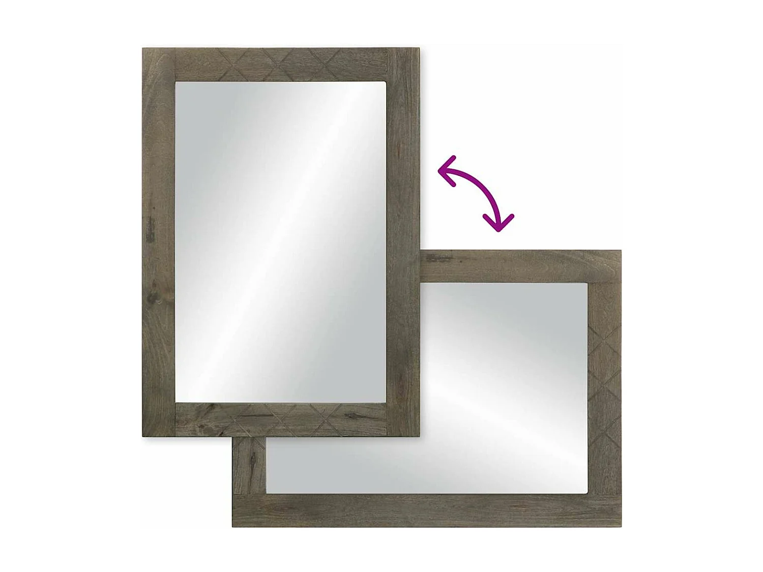 Miroir de salle de bain gris 50x3x70 cm bois de manguier massif