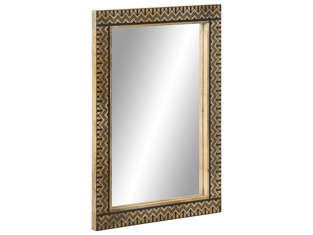 Miroir de bain 50x70 cm bois de manguier massif et verre
