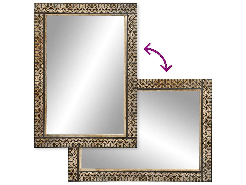 Miroir de bain 50x70 cm bois de manguier massif et verre