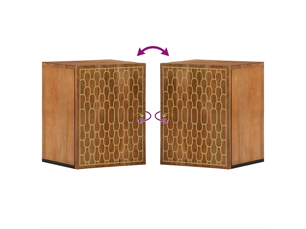 Armoire de salle de bain murale 38x33x48cm bois massif manguier