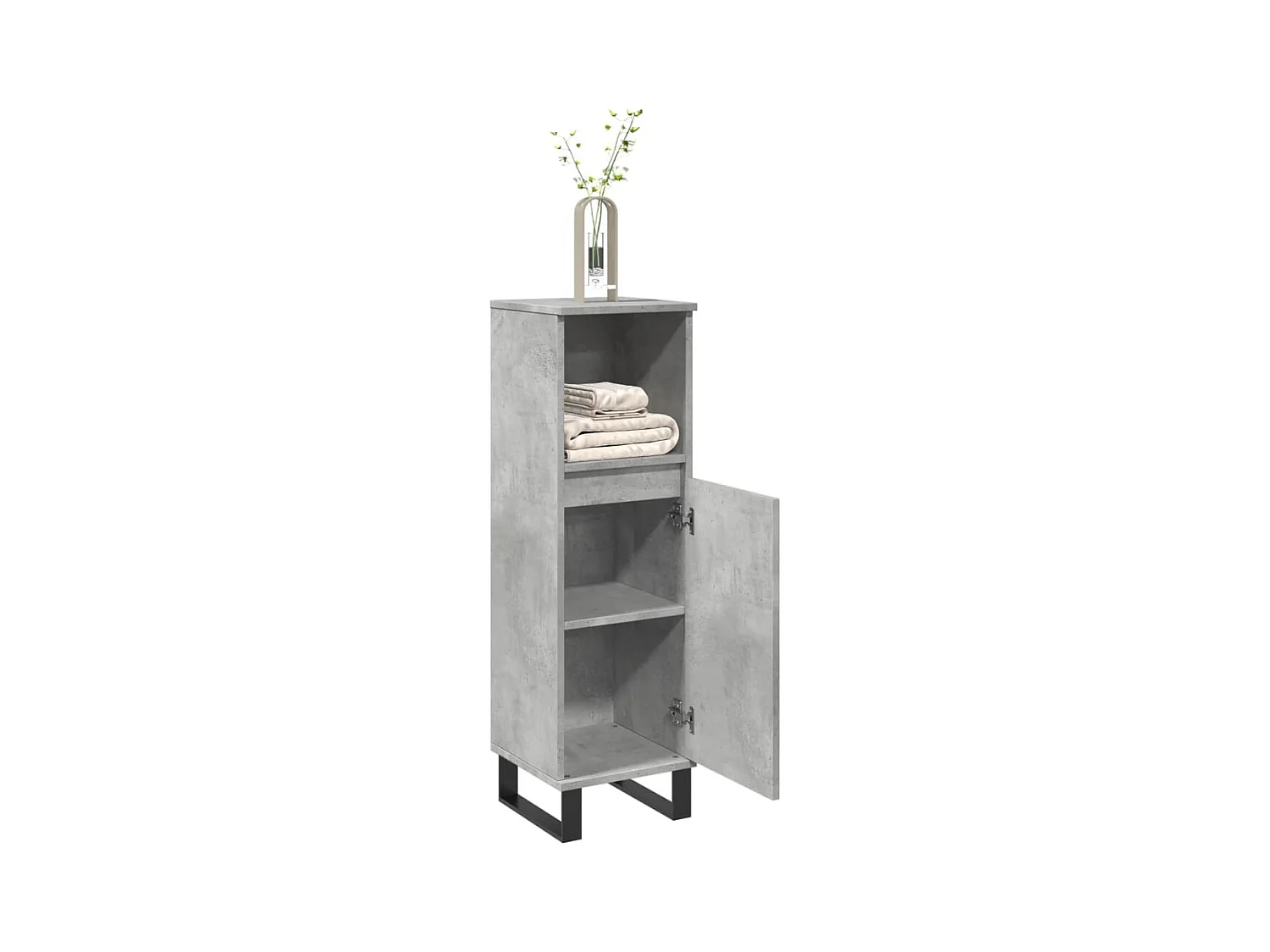 Badkamerkast 30x30x100 cm bewerkt hout betongrijs